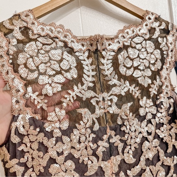 Tadashi Shoji black gold illusion sequins gown size 12 - Picture 10 of 14